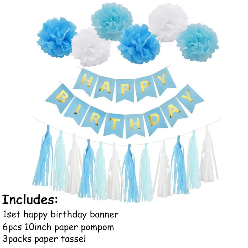 First Birthday Baby Boy Girl Party 1st Birthday Party Decoration Banner Balloons 1 One Year Old Party Baby Shower Decor Supplies