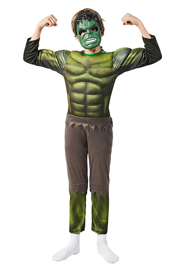 Boys Muscle Hulk Costume-elleschic