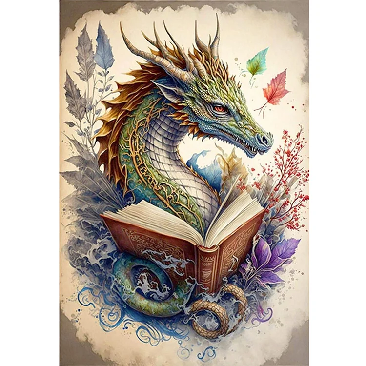 Retro Poster - Dragon Reading A Book 14CT Counted Cross Stitch 40*60CM
