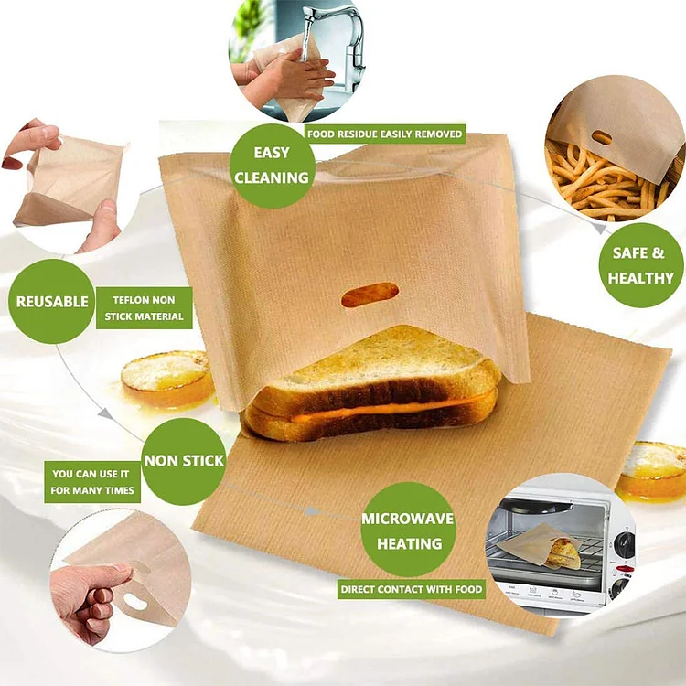 Reusable Non Stick Toaster Bag - Microwave Heating Pastry ToolsReusable
