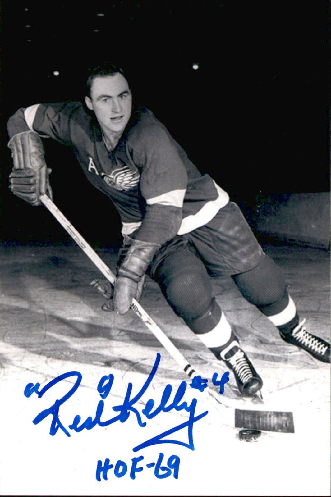 Leonard Red Kelly SIGNED autographed 4x6 Photo Poster painting DETROIT RED WINGS *DECEASED*