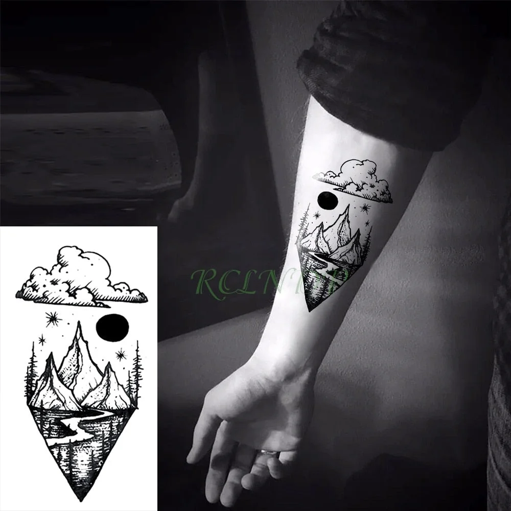 Waterproof Temporary Tattoo Siberia forest bear tree bird fox owl wolf whale tatto flash tatoo fake for girl women men 7