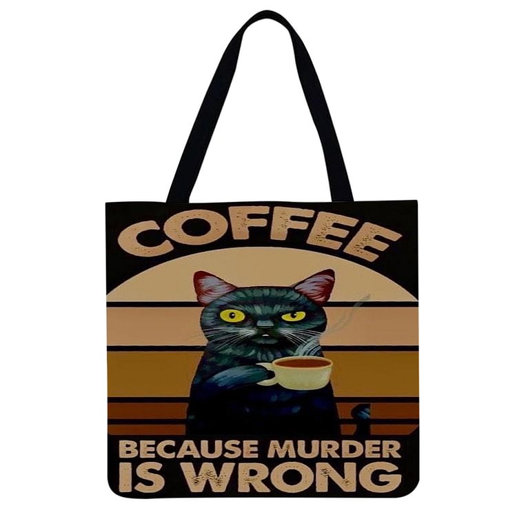 Coffee Cat - Linen Tote Bag