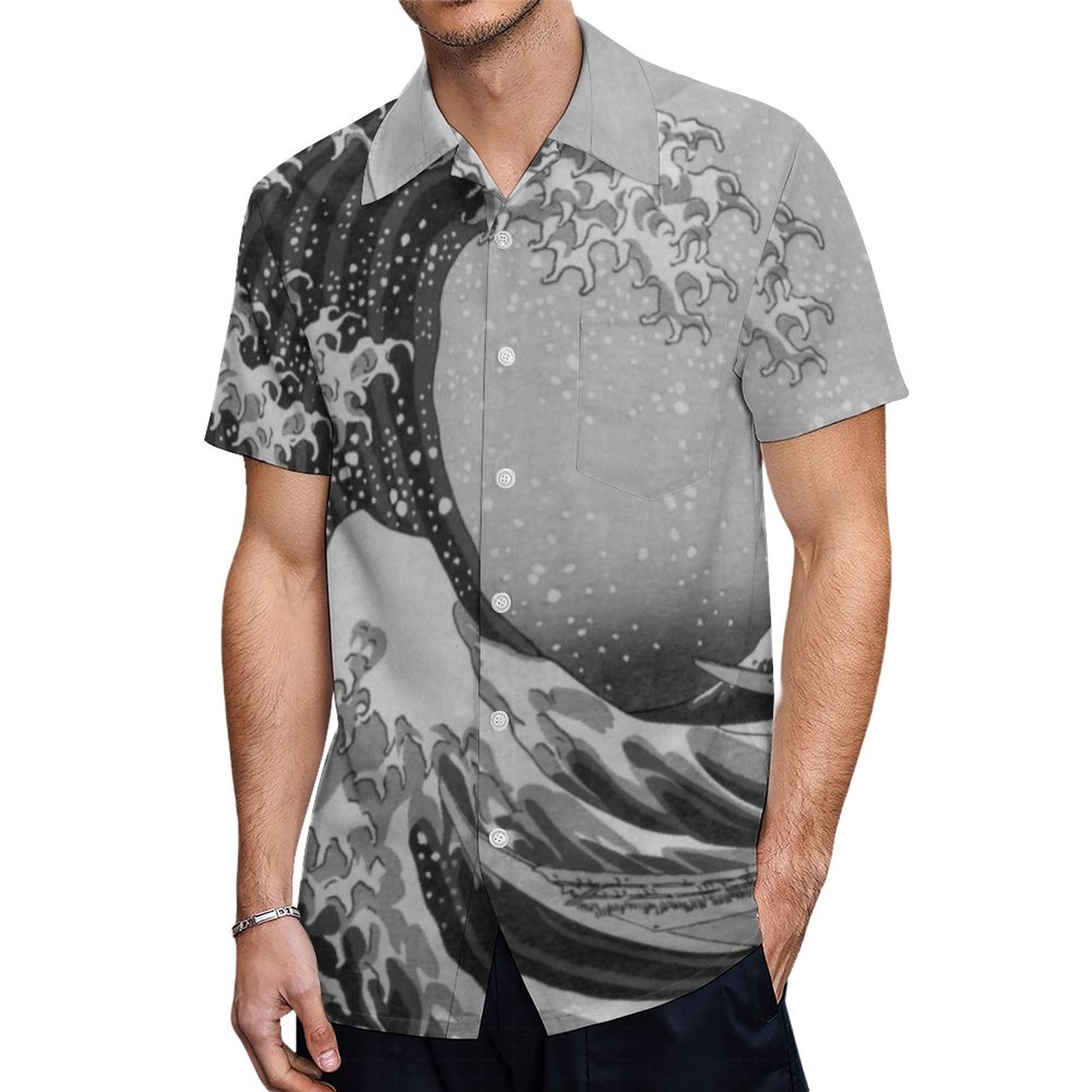 Japan Japanese Art Great Wave Off Kanagawa Hawaiian Shirt Mens Button Down Tropical Hawaii Beach Shirts