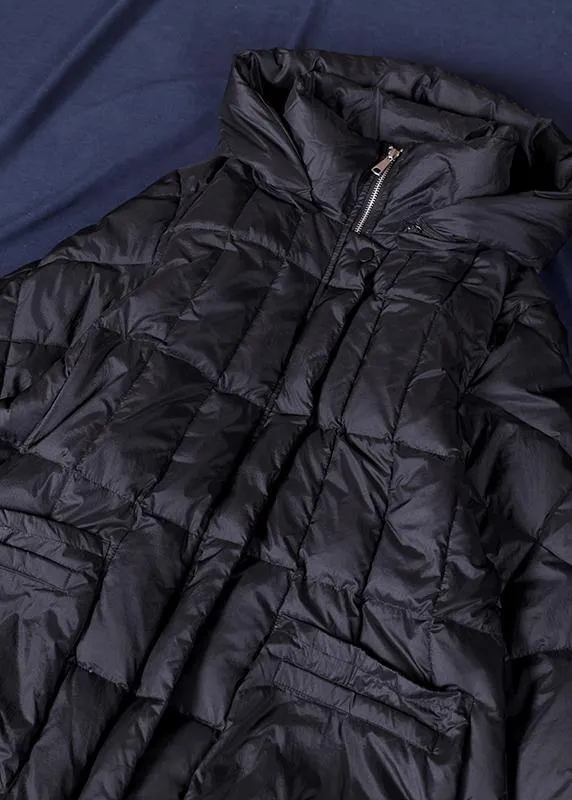 Luxury black warm winter coat plus size womens parka hooded zippered  coats