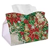 Christmas Poinsettia Butterfly 24cm DIY Diamond Painting Rhinestones Decorative Tissue Box Reusable Crystal Mosaic PU Tissue Holder for Home Car Desk Decoration Craft