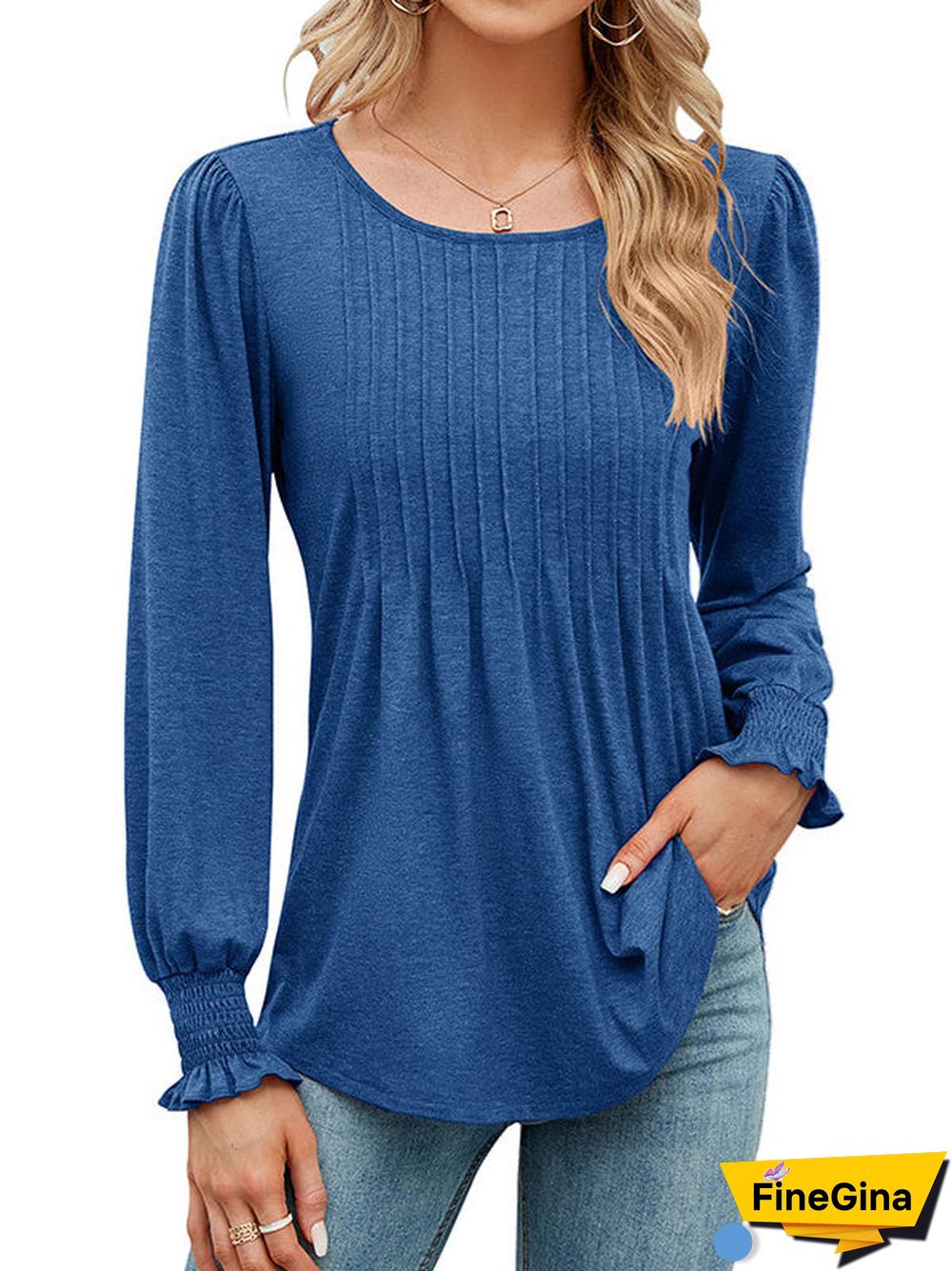 Women's Stitching Solid Color Scoop Neck Long Sleeve Coat