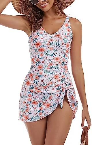 One Piece Tummy Control Swimdress for Women 