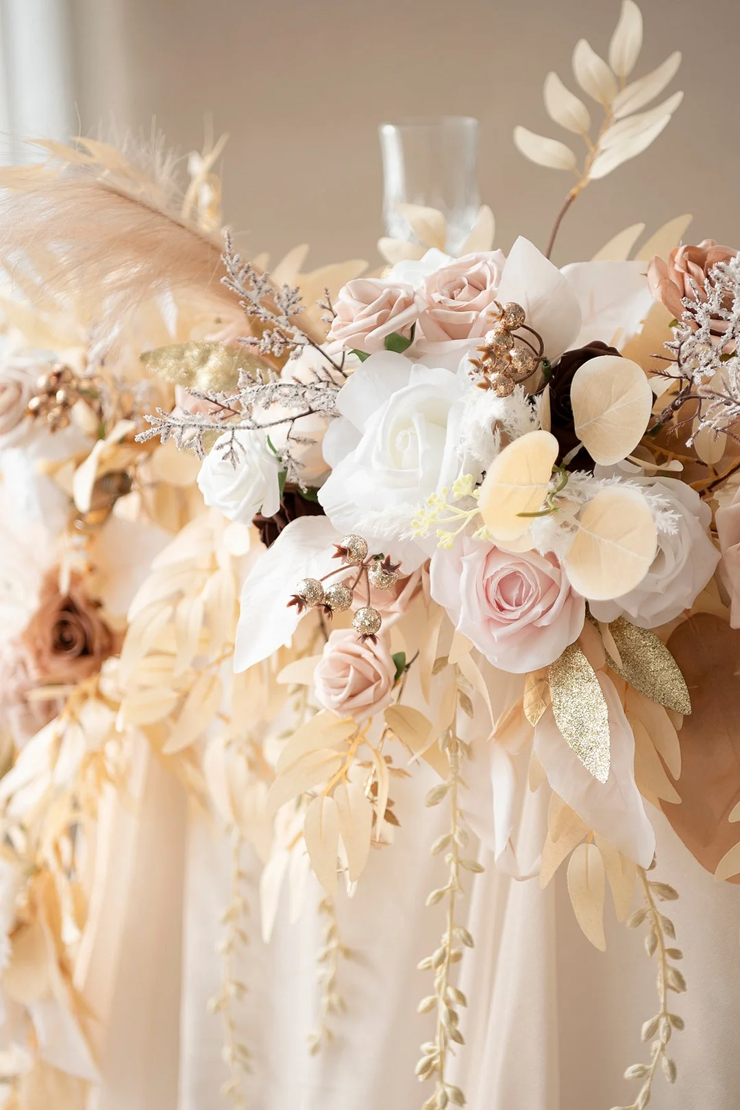 Head Table Flower Garland in White & Beige