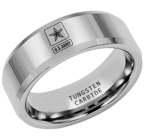 4MM 6MM 8MM Women or Men's U.S. Army Tungsten Military Wedding Bands Domed Silver Black Gold with Laser Etched United States Army Logo
