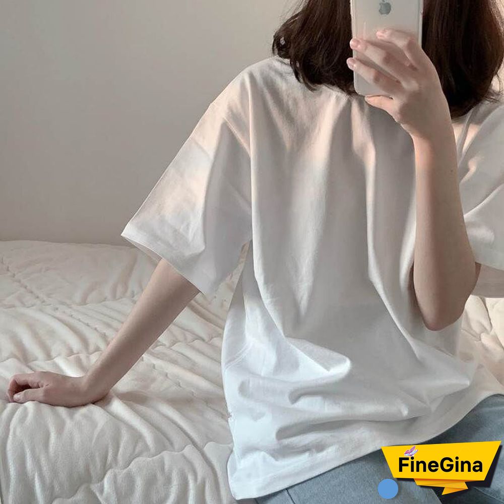 Harajuku Streetwear Oversized Women Tshirts Korean Cute Bear Half Sleeve Loose T-Shirt Fashion Casual Tees Summer Couple Clothes