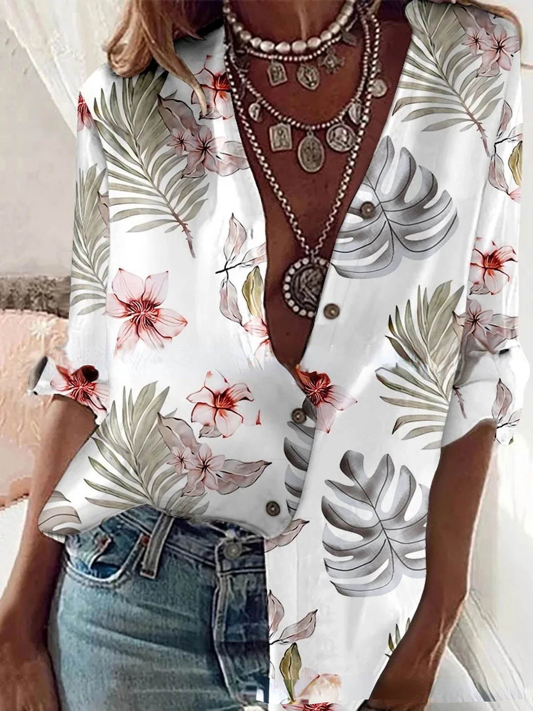 Women's Printed Loose Casual Shirt Top