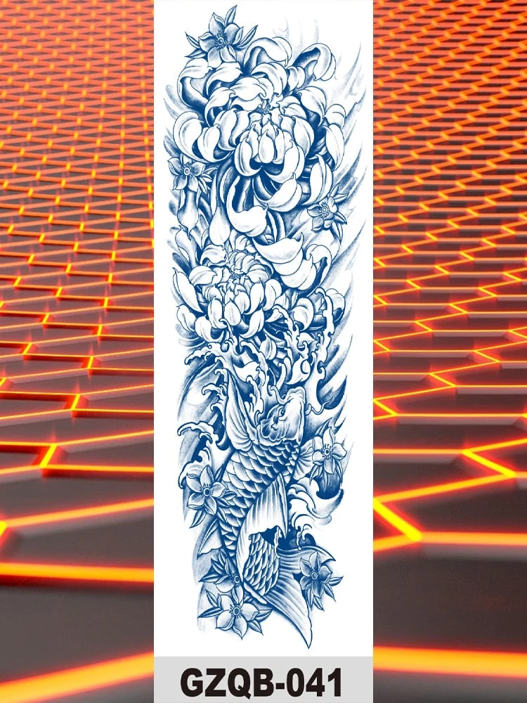Temporary Flower Full Arm Waterproof Tattoo Stickers Banshee Warrior Crane Angel Lotus Juice Ink Men Women Girl Leg Fake Tatoo