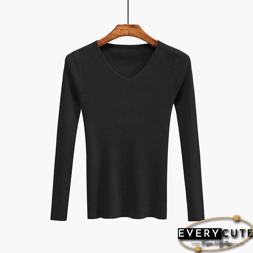 Christmas Gift V-Neck Women Sweater Slim Sexy Pullover New Autumn Winter Tops Women Knitted Pullovers Long Sleeve Shirt Female Brand