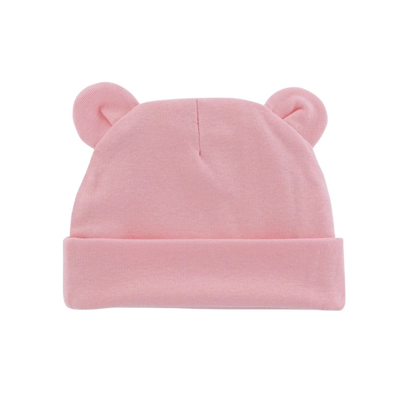 New Infant Fetal Cap Newborn Head Cap Solid Color Ear Hat Boys And Girls Baby Hat A54