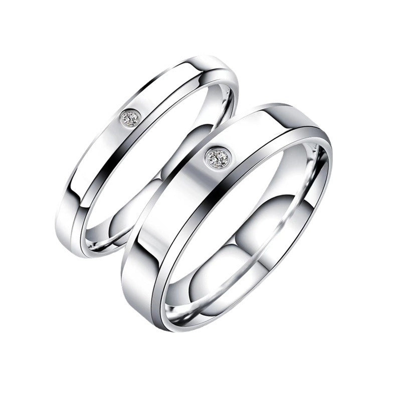 Titanium Steel Minimalist Geometric Inlay Carving Rhinestones Rings