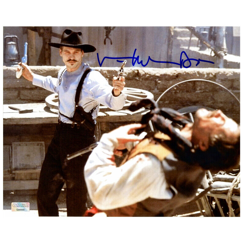 Val Kilmer Autographed Tombstone Doc Holliday OK Corral Gunfight 8×10 Photo Poster painting