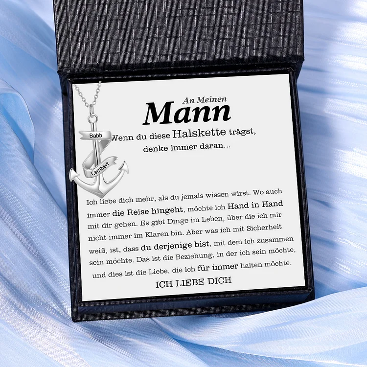 Kettenmachen Personalisierte 2 Namen Silber Anker Halskette- An Meinen Mann"Das ist die Beziehung, in der ich sein möchte"-Geschenk mit Nachrichtenkarte