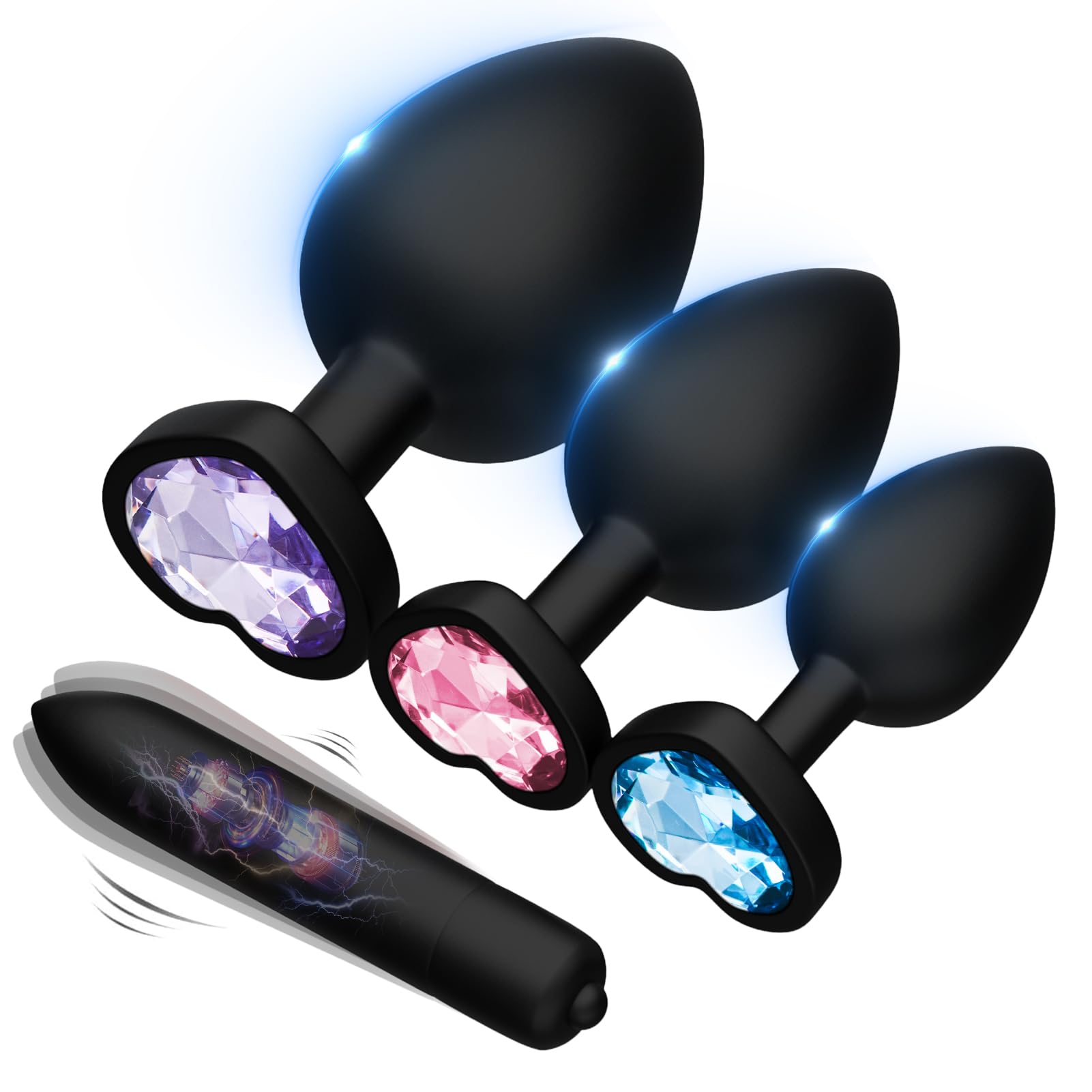 Silicone Butt Plug Set With Bullet Vibrator Sex Toys - Rose Toy