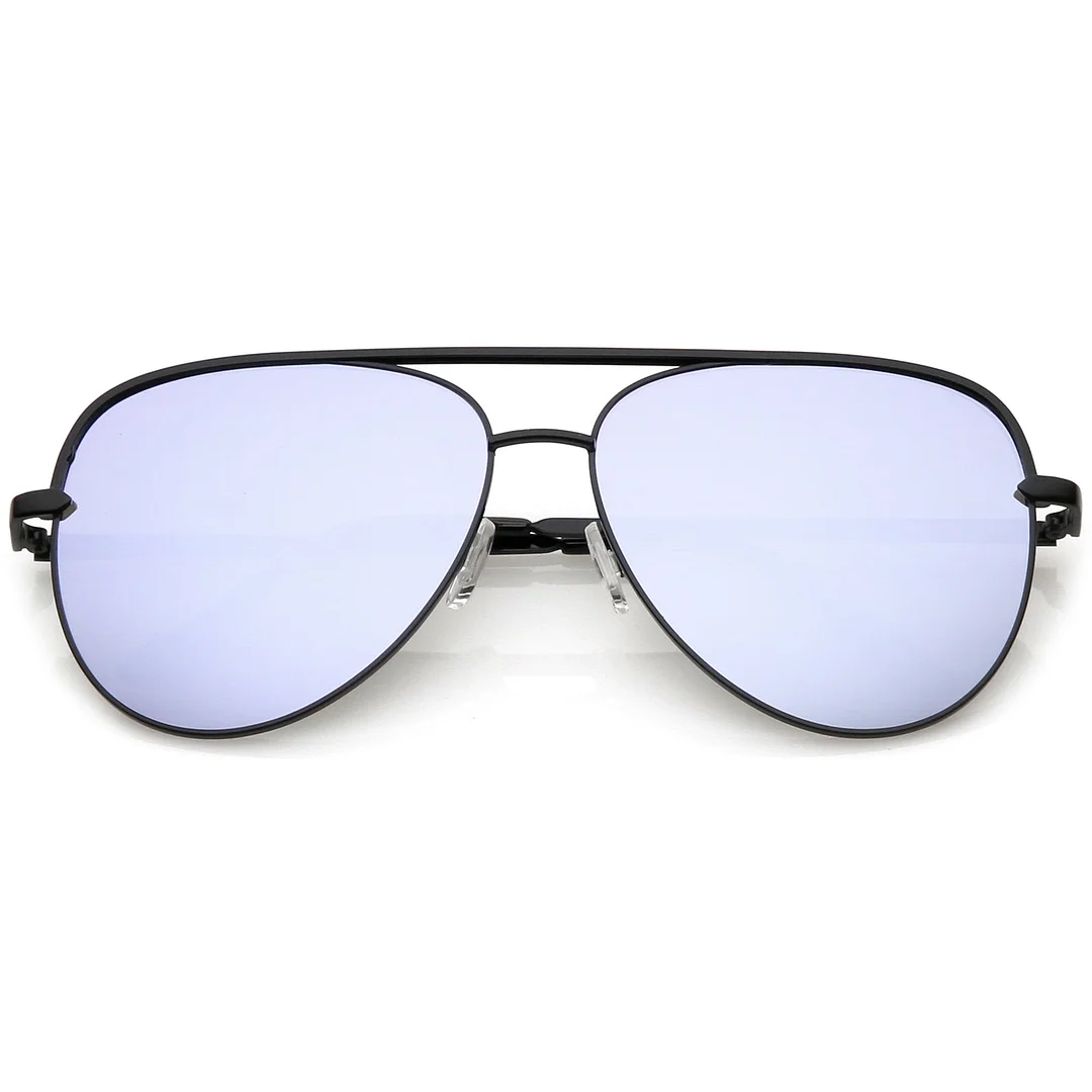 Premium Oversize Metal Aviator glasses With Colored Mirror Lens And Crossbar 60mm