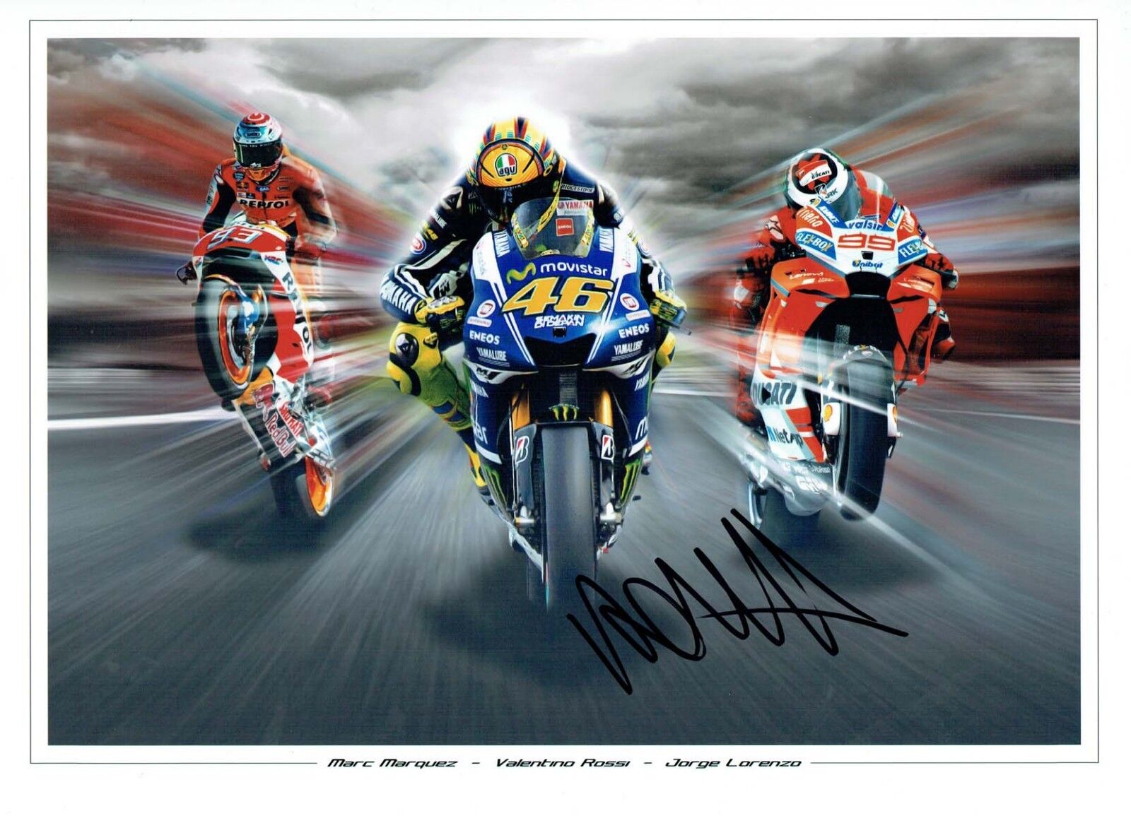 VALENTINO ROSSI Autograph NEW SIGNED 16x12 MONTAGE Photo Poster painting 4 AFTAL COA The Doctor