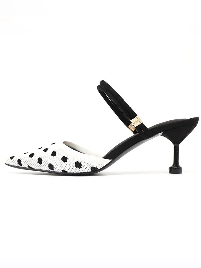 Polka dots, comfortable, soft, breathable, pointed toe two-wear high stiletto sandals