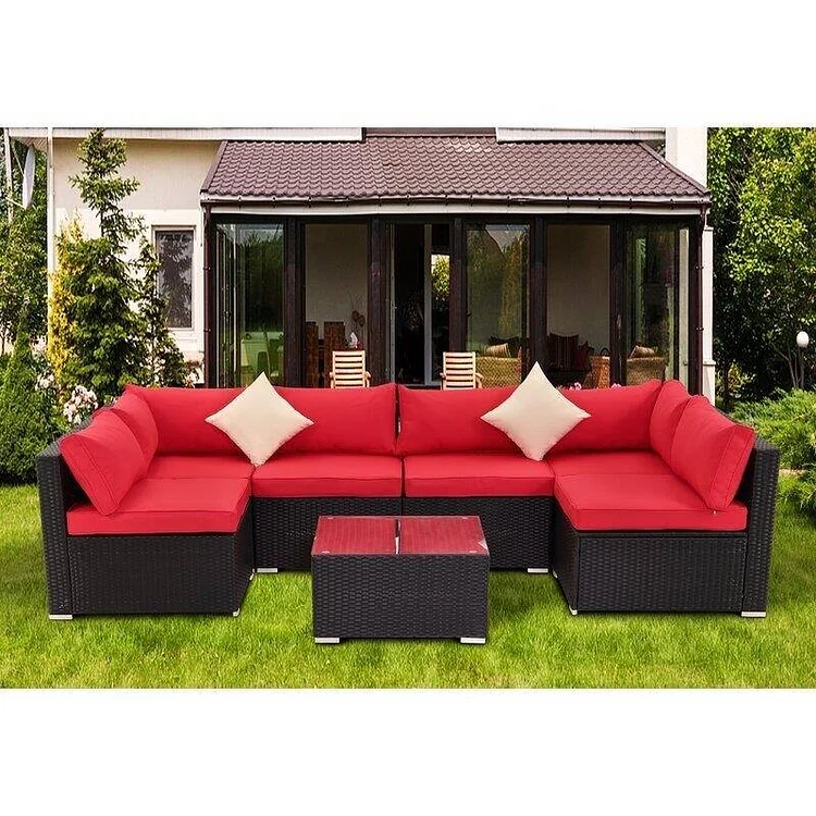 Moshannon Wicker/Rattan 6 - Person Seating Group with Cushions