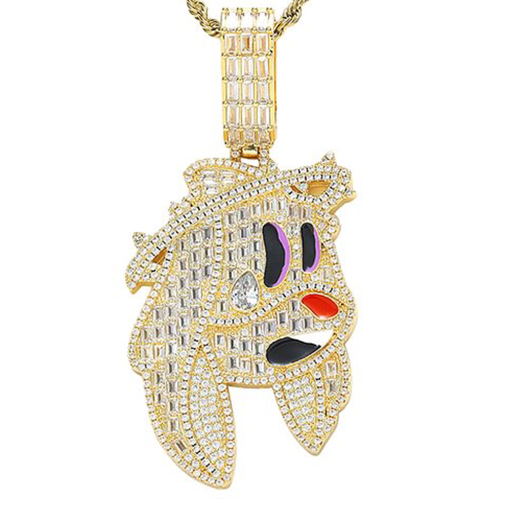 Cartoon Cute Puppy Gold/Silver Pave CZ Stone Pendants      