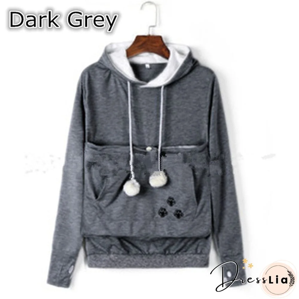 Winter Hoodies Fashion Pet Hoodie Cat And Dog Big Pocket Lovers Long Sleeve Coat