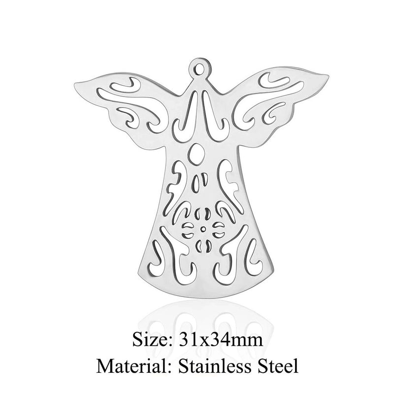 5 Pieces Stainless Steel 18K Gold Plated Angel Wings