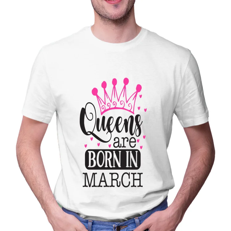 Unisex Tie Dye Shirt Queens Are Born In March Queens Are Bron In S V G Bundle Women and Men T-shirt Top - Heather Prints Shirts