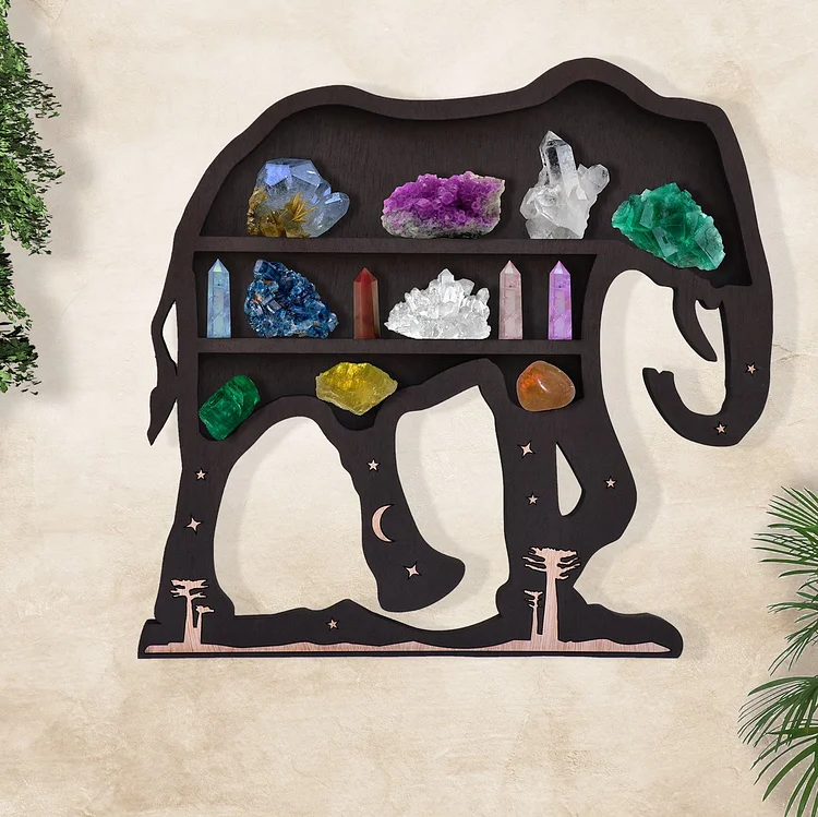 Olivenorma Black Elephant Crystal Display Shelf