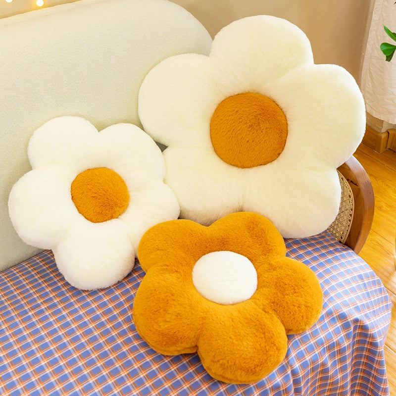 Rabbit Hair Flower Cushion Office Sofa Chair Student Cushion Butt Cushion Petal Futon Sunflower Pillow