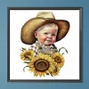 Diamond Painting -DIY Round Drill Sunflower Cowboys(40x40cm)
