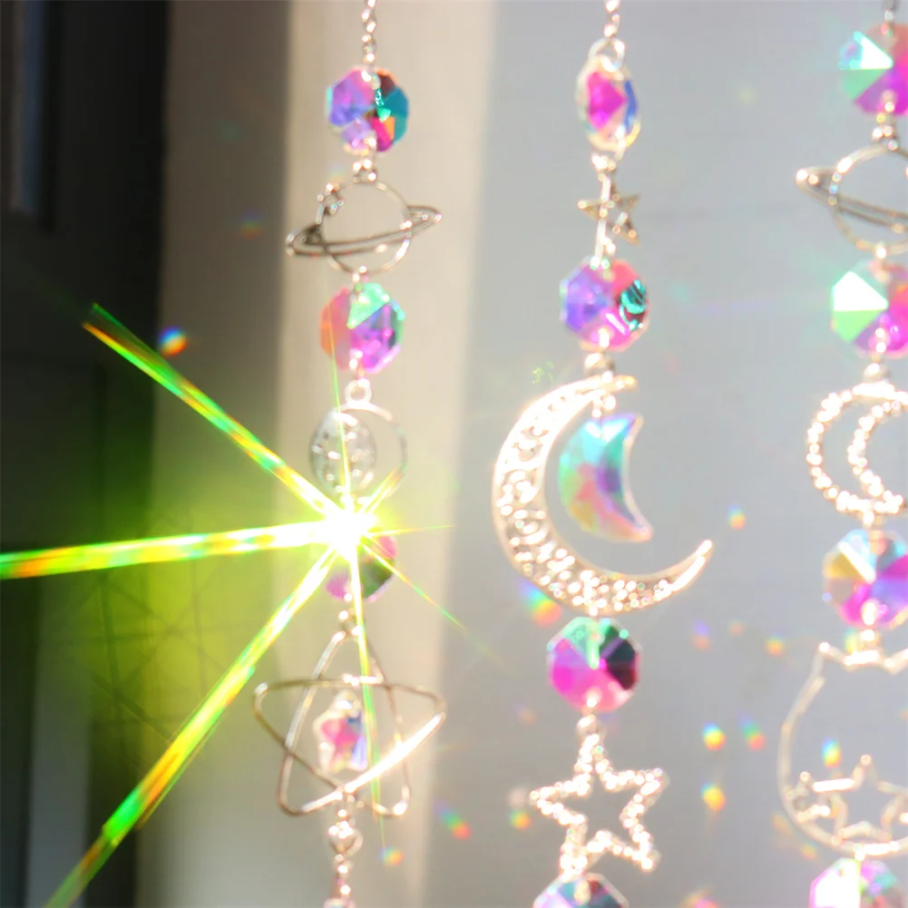 Crystal Wind Chime Prism Catchers Hanging Ornament Curtain Garden Pendant