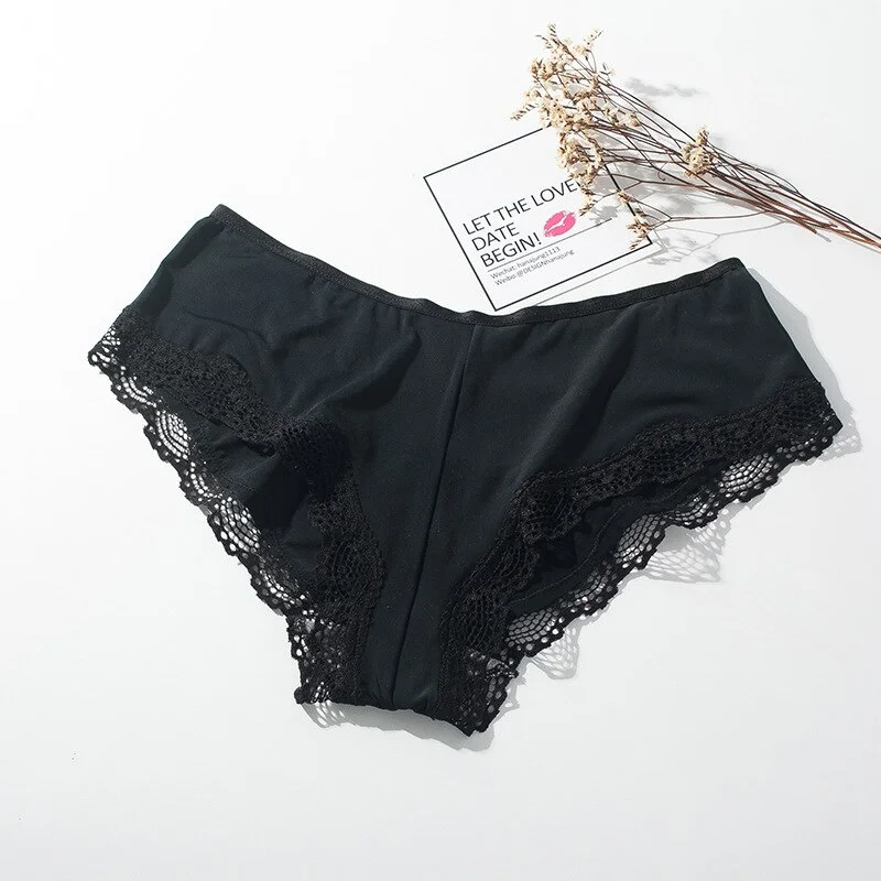 Billionm Lace Panties Women's Printed Underwear Panty European Hollow Out Cross Shorts Low Waist Seamless Underpants Lingerie