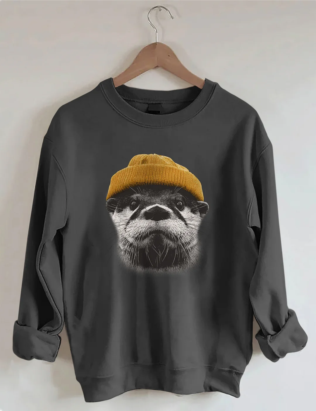 Otter Wearing Beanie Sweatshirt