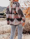Fashion Loose Long Sleeve Lapel Collar Buttoned Printing Casual Outerwear
