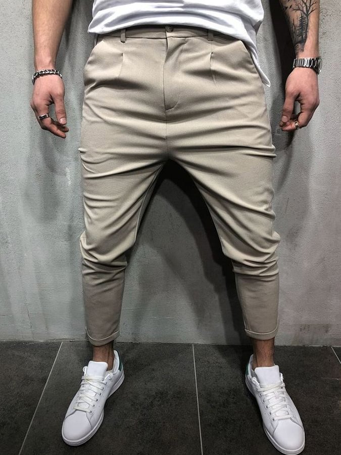 Men's Solid Casual Skinny Pants