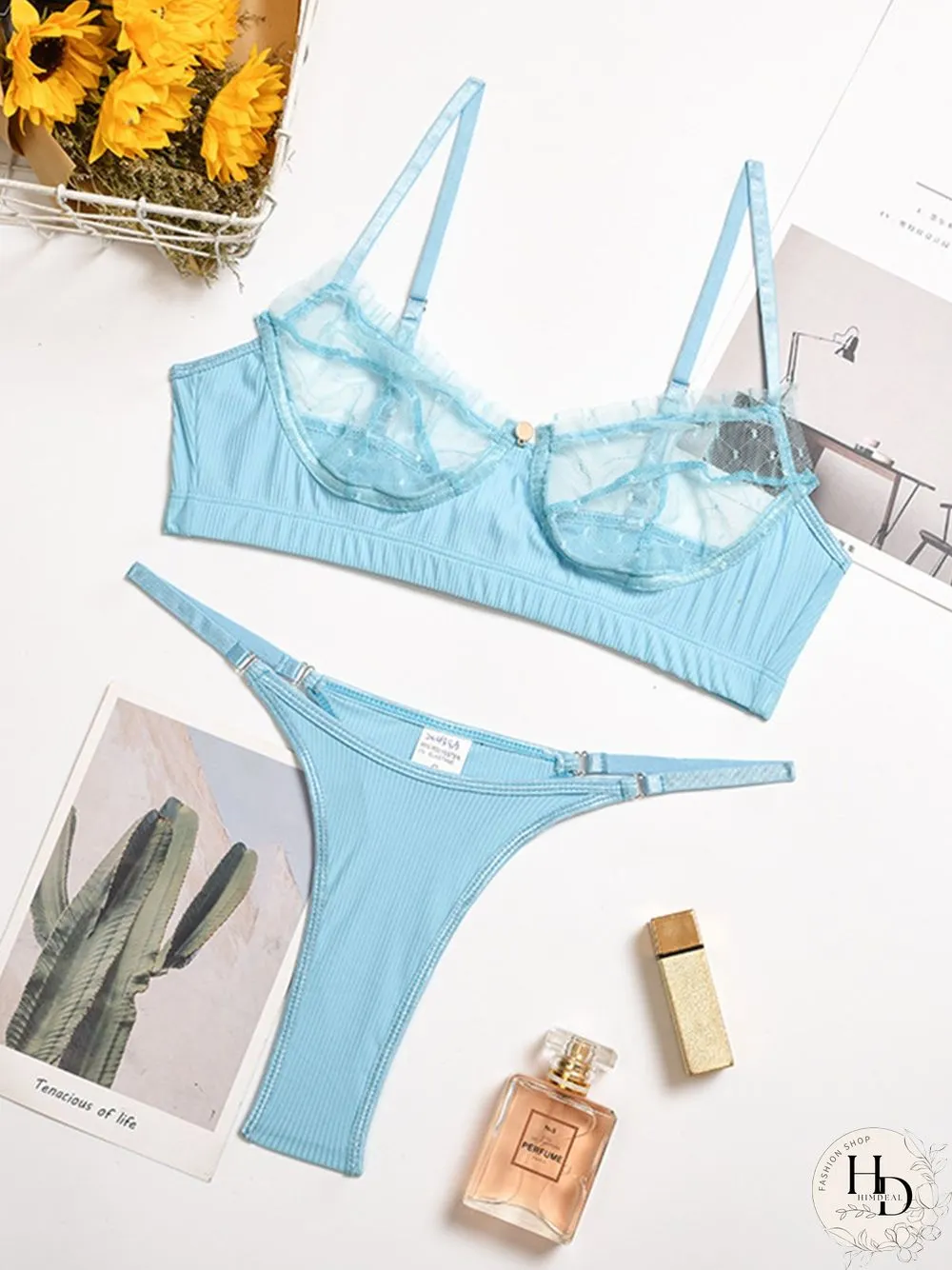 Lace Mesh Eyelashes Lace Sling Lingerie Set