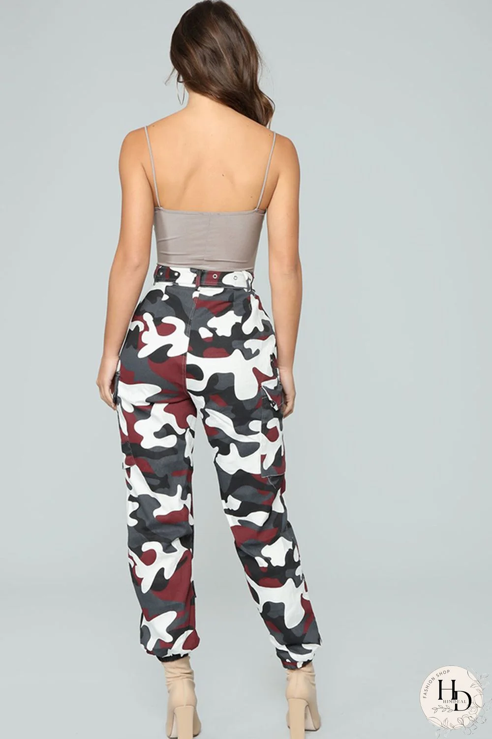 Army Green Zipper Fly Button Fly Mid Metal Zippered pencil Pants Pants