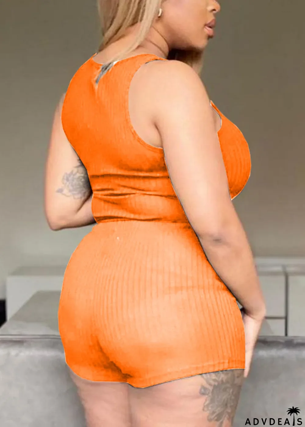 Summer Ribbed Tank Crop Top and Shorts Matching 2PC Set