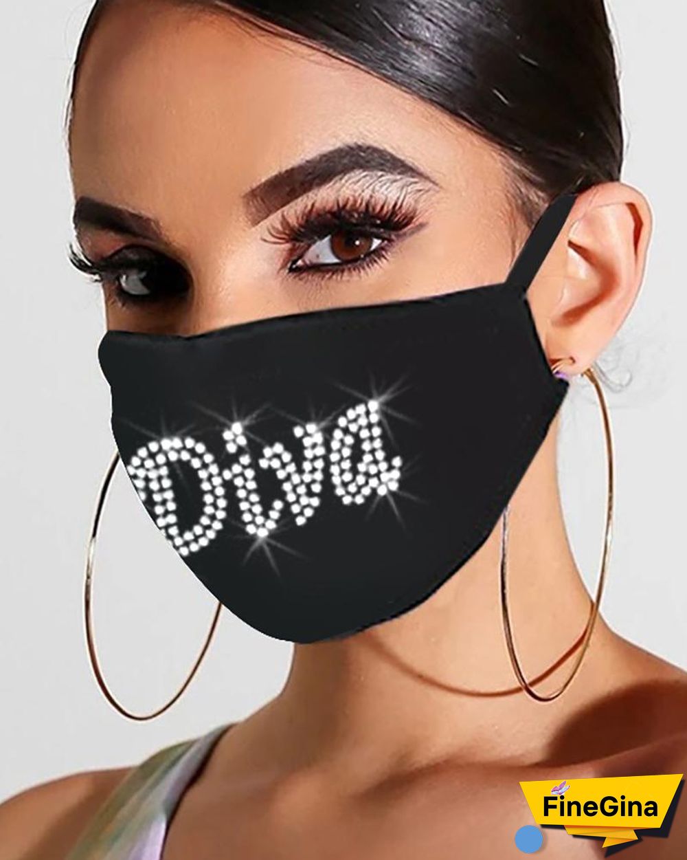 Bling Rhinestone Letter Pattern Face Mask