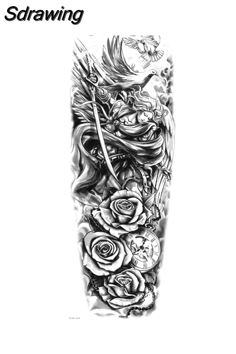 Sdrawing Tattoo Dragon For Men Waterproof Sleeves Angel Tiger Snake Animal Stickers Waterproof Temporary Tattoos Skeleton Hand 521-1