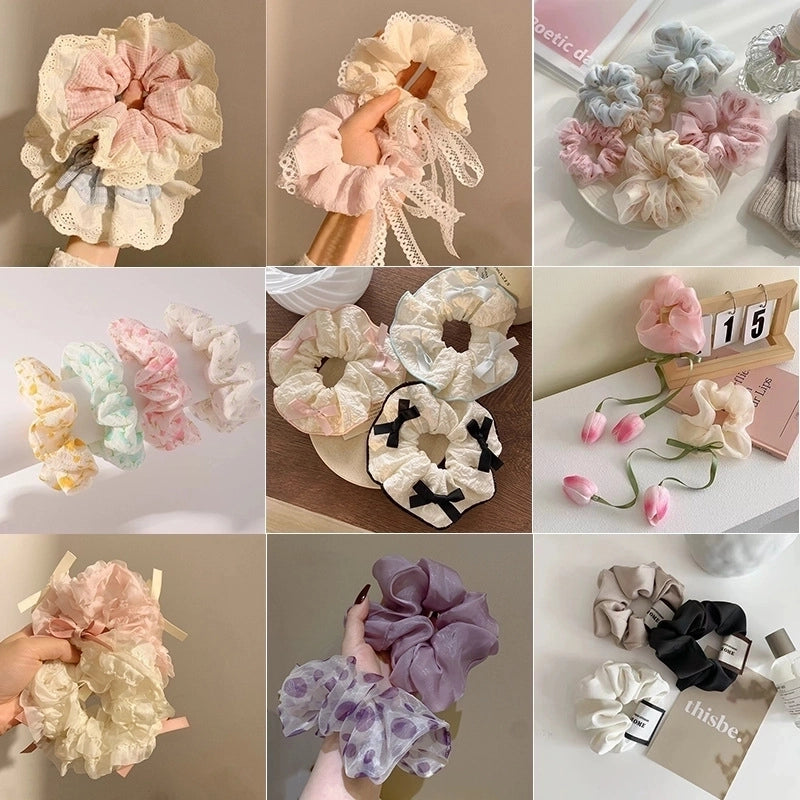 Ballet Style Colorful Hair Ring Sweet Girl Simple Large Hair Rope Leather Tendon Korean Style High-end Satin Hair Accessories2