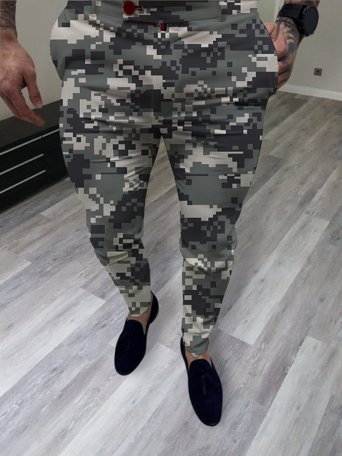 Men's Casual Grey Camo Pants