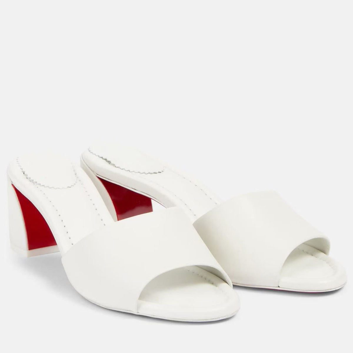 55mm Women's Chunky Mid-Heel Mules Red Bottom Sandals-MERUMOTE