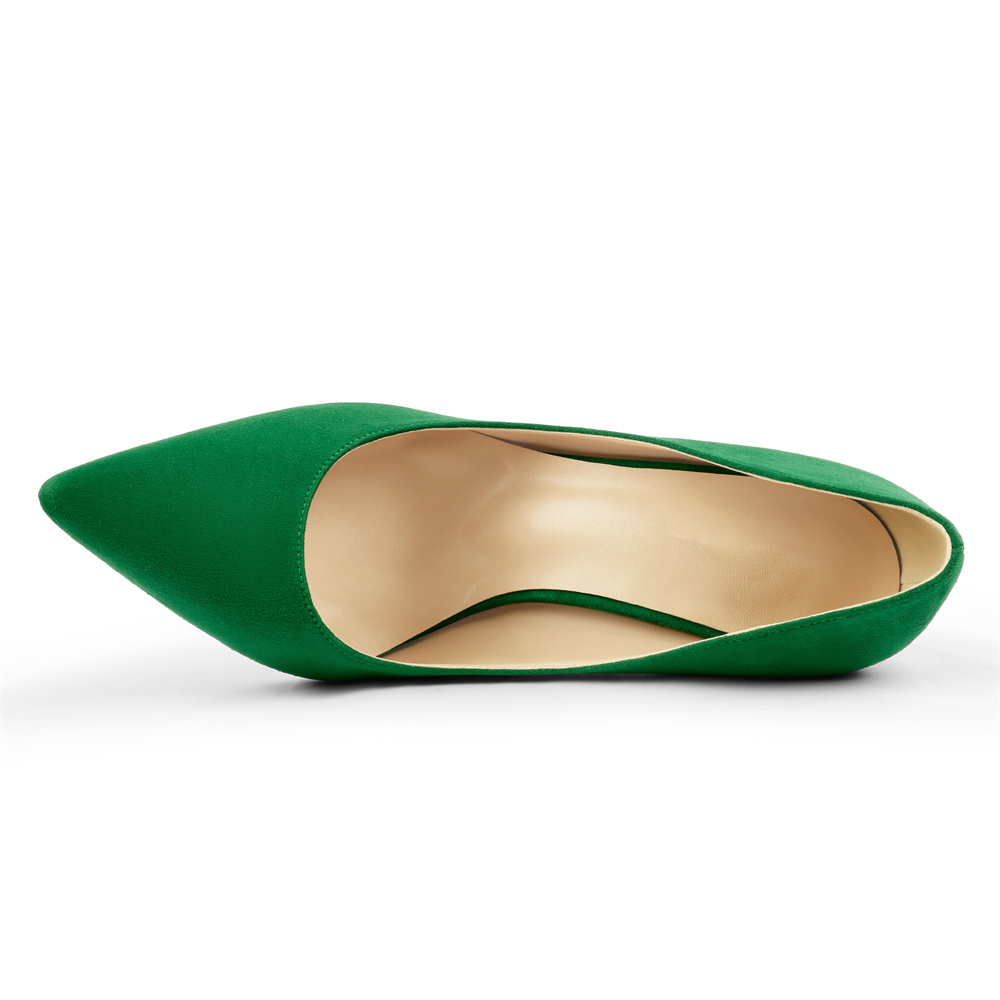 90mm Women's Middle Heels Pointed Toe Red Bottom Pumps-MERUMOTE