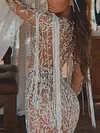 Lace Split-Joint Tasseled White Maxi Dress