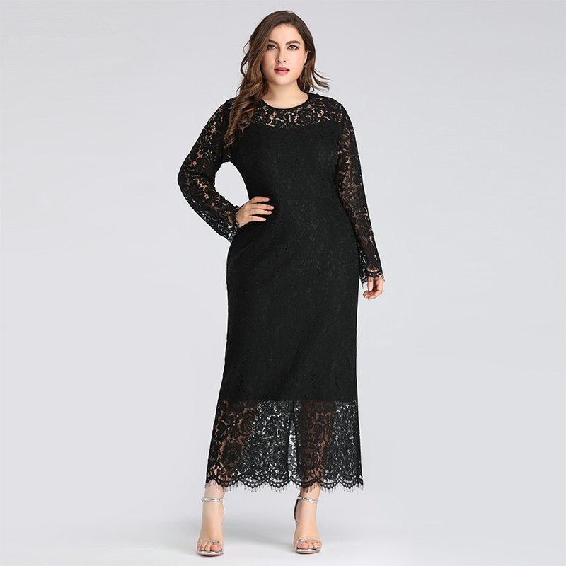 plus size black lace dress